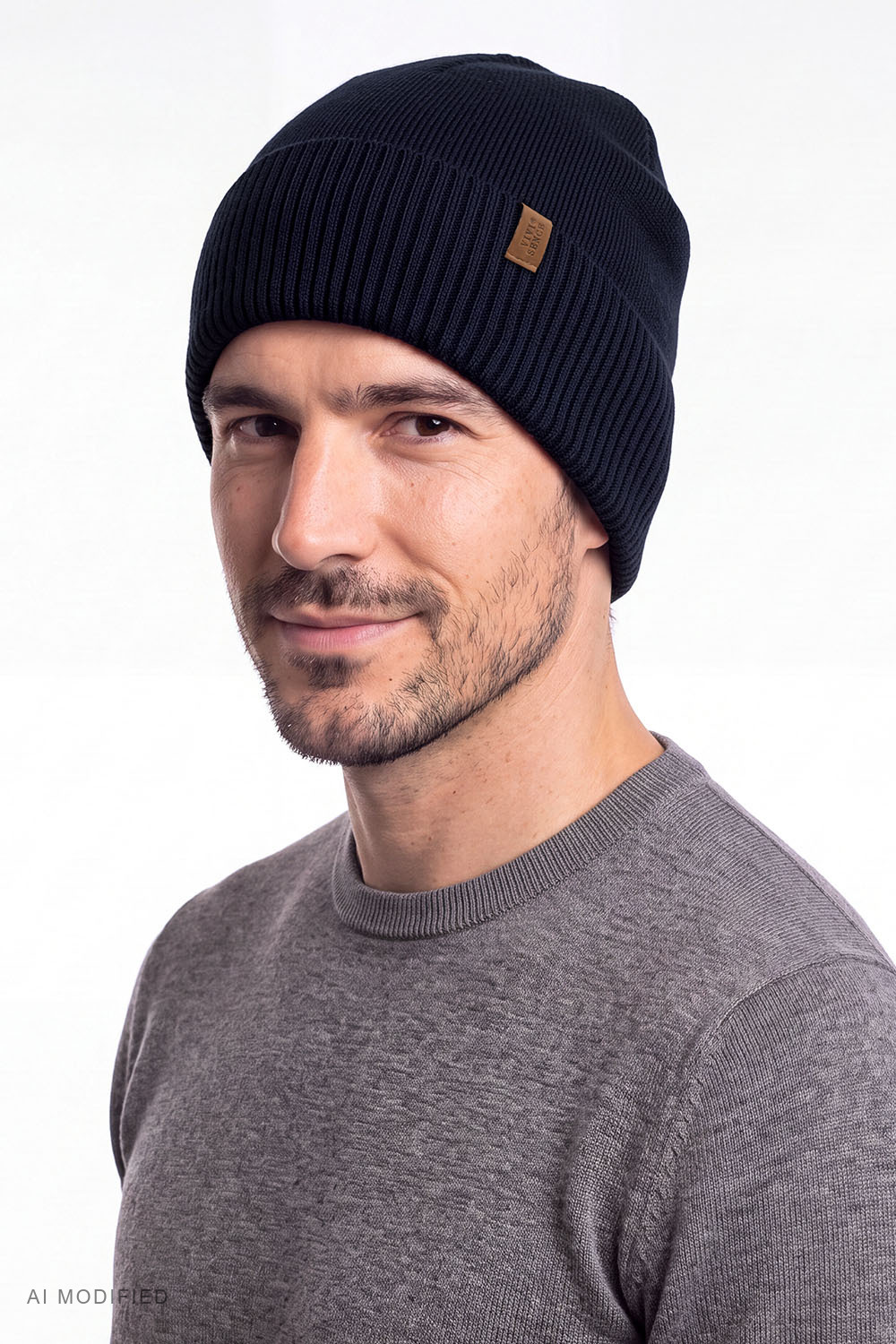 Vivisence bonnet homme laine mérinos chaud ville hiver, bleu foncé