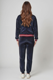 Vivisence Damen Trainingsanzug Set Velour Mit Taschen Für Komfort Beim Freizeitlook 9201, dunkelblau