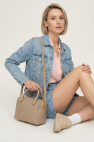 Vivisence Femme Sac À Main Zippé Avec Bandoulière Amovible Pour Le Quotidien, beige