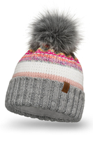 Vivisence Damen Bommelmütze Winter Bommel Wärmendem Garn Antistatischer 7099, Grau