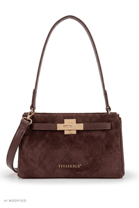 Vivisence Suede-Feel Shoulder Bag, Polyester Crossbody Bag, brown