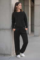 Vivisence Women's Sweatpants Wide Leg Lounge Relaxed Fit High Waist Knit Trousers With Elastic Waistband And Side Pockets Ideal For Casual Everyday Or Homewear Looks 9102, Black
