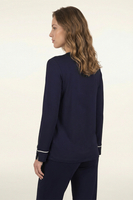 Vivisence Women Pajama Set Modal Knit Button Front Breathable Comfort All Night, dark blue