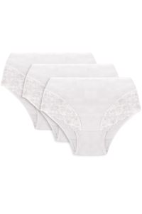 Vivisence Dame Slip Unterhose Spitze Bund Gummispitze Unterwäsche Klassisch 4008, weiß