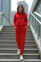 Vivisence Women Hoodie Sweatshirt Cotton Hood Pocket Casual Sportswear, red