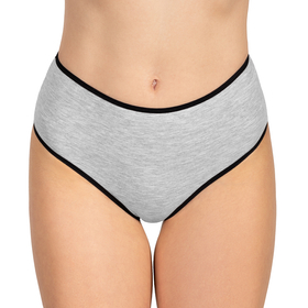 Vivisence Dame Slip Mit Hohem Bund Voll Klassisch Unterhose Baumwolle Alltag 4017, schwarzes Gummiband:grau