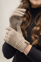 Vivisence Damen Winter Set Bommelmütze Loop Schal Handschuhe Warm Elegant, beige