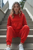 Vivisence Womens Sweatpants Cotton Ribbed Cuffs Loungewear Casual 9103, Red
