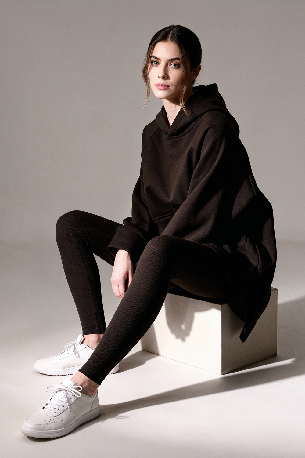 Vivisence Damen Kapuzenpullover Weiche Baumwolle Mit Tasche Für Alltag, Braun