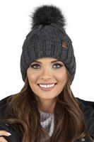 Vivisence Bonnet À Pompon Femme Chaud Et Doux Idéal Pour L’Hiver 7014, gris foncé