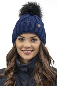 Vivisence Bonnet À Pompon Femme Chaud Et Doux Idéal Pour L’Hiver 7014, bleu foncé