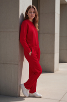 Vivisence Sweatshirt Damen Mit Rundhalsausschnitt Aus Baumwolle Langer Ärmel Bequemer Schnitt 9004, rot