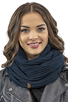 Vivisence Écharpe Tube Femme Double Épaisseur Idéale Pour Journées Froides 7017S, bleu foncé