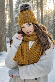 Vivisence Women's Winter Scarf Soft And Warm For Cold Days 7015S, dark yellow