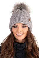 VIVISENCE Wintermütze mit Bommel Damen Warmes Ideal Für Kalte Wintertage 7014, hellgrau