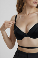 Vivisence Push Up BH Damen Multiway Rückenfrei Mikrofaser Schleife Elegant 1011, schwarz