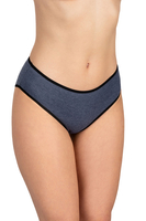 Vivisence Woman Briefs Cotton Midi Bikini Smooth Underwear 4016 5-Pack, black elastic: navy blue 5-pack