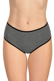Vivisence Woman Briefs Cotton Smooth High Waist Underwear 4017 3-Pack, black elastic: graphite