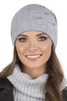 Vivisence Bonnet Femme Tricoté Chaud En Polaire Avec Perles Élégantes 7012, gris clair