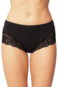 Vivisence Dame Slip Unterhose Spitze Bund Gummispitze Unterwäsche klassisch  4008, schwarz