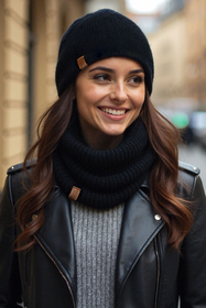 Vivisence Women's Winter Beanie Merino Wool Soft Warm Comfort For Cold Days, Black