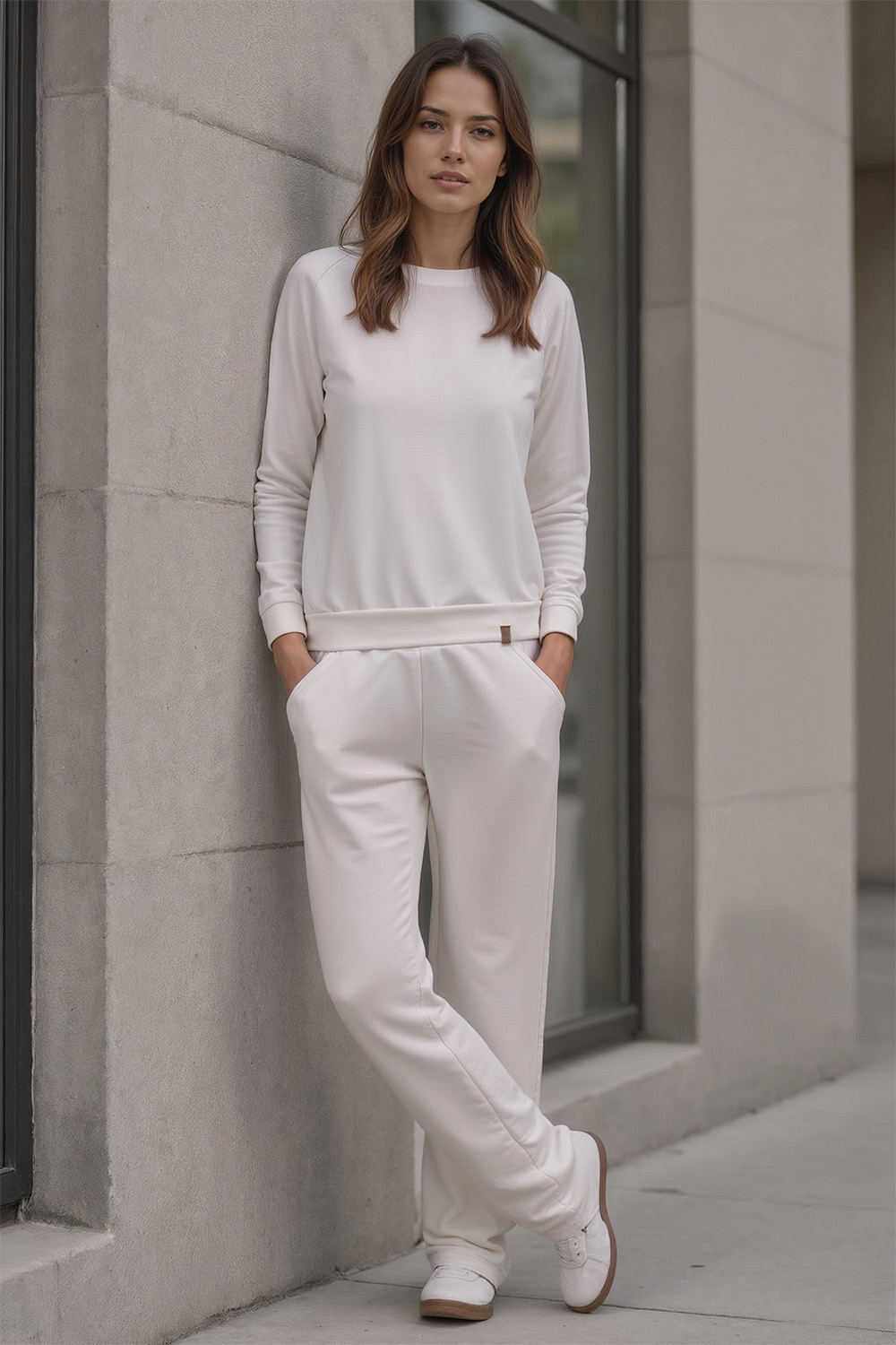 Vivisence Femme Sweat Col Rond Maille Douce Confort Toute La Journée, blanc
