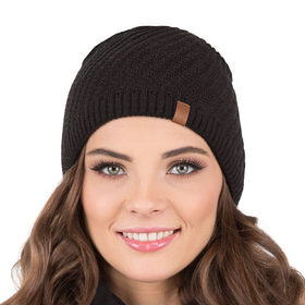 Vivisence Women's Winter Hat Extended Cut With Warm Yarn Autumn 7017, black