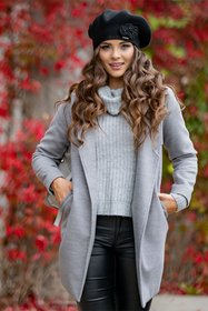 Vivisence Baskenmütze Damen Elegant Blume Warm Herbst Winter Accessoire 7006, schwarz