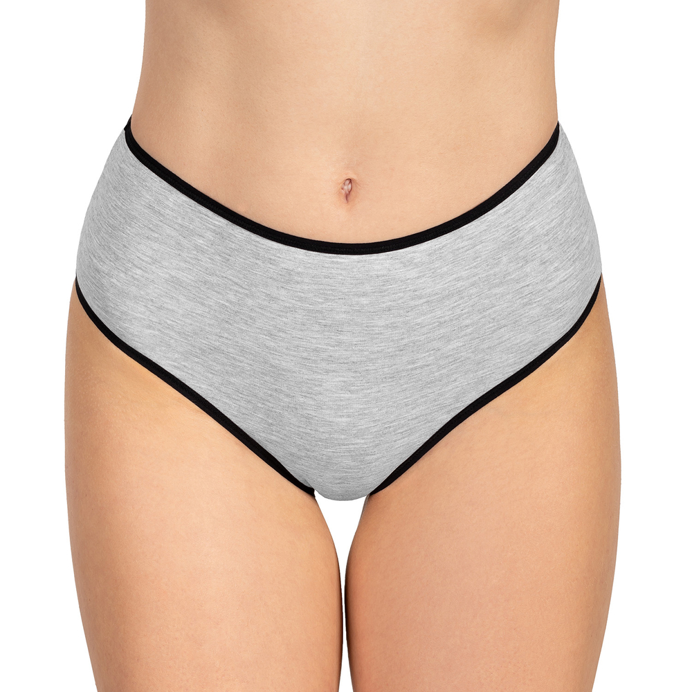 Vivisence culotte classique slip pour femme 4017, bande noire : gris