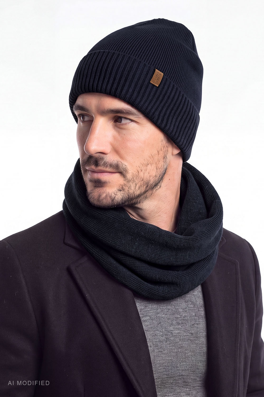 Vivisence bonnet homme laine mérinos chaud ville hiver, bleu foncé