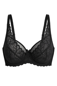 Vivisence Soft Cup Bra Mesh Lace Underwired Lingerie, black