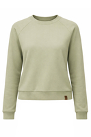 Vivisence Sweatshirt Damen Mit Rundhalsausschnitt Aus Baumwolle Langer Ärmel Bequemer Schnitt, olivfarben