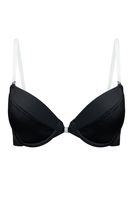 Vivisence Eve 1012 soutien-gorge push-up dos nu bretelles transparentes amovibles femme top qualité- fabriqué en UE, noir