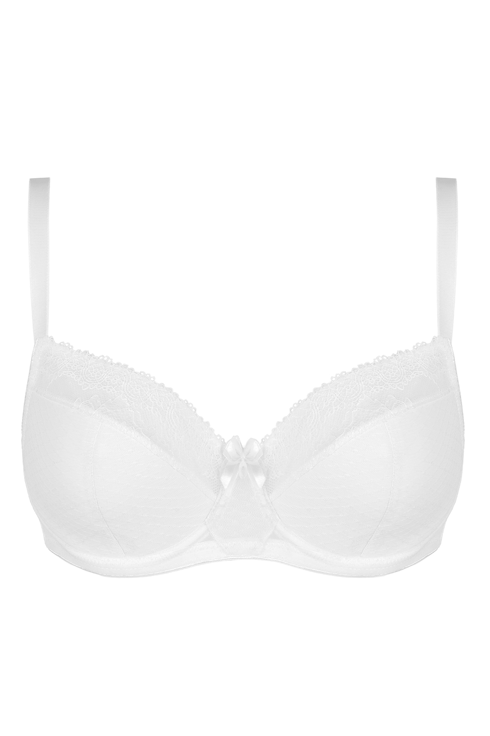 Vivisence Soutien-Gorge Semi-Rembourré Élégant Dentelle Florale Bretelles Réglables Maintien Optimal Sans Baleines Latérales Idéal Comme Cadeau, blanc