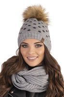 Vivisence Stylish Ladies Winter Hat with Bobble 7033, Made in EU, light grey