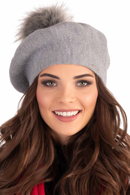 Vivisence Elegant Women's Winter Set Including Beret With Pompom And Matching Scarf Made Of Warm Fabric Perfect For Cold Winter And Autumn Days, light grey