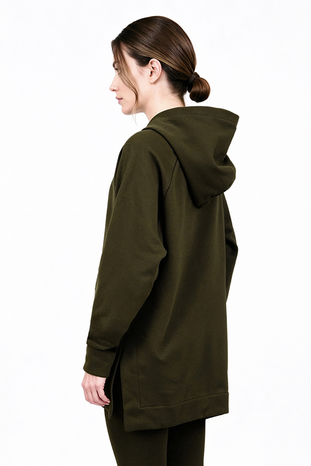 Vivisence Women Hoodie Soft Cotton Elastane Pullover Hood Everyday Comfort, Green