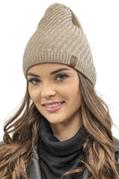 Vivisence Bonnet Et Cache Cou Femme Pour L'automne et L'hiver Ensemble Chaud Et Élégant Tricoté Avec Pompon Fourrure Doux Et Confortable Pour Activités Quotidiennes Et Plein Air 7017Kmpl, beige
