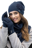Vivisence Bonnet Et Écharpe Femme Pour L'automne et L'hiver Ensemble Chaud En Laine Avec Doublure Antistatique Pour Les Froids Jours Et Les Activités En Plein Air 7010Kmpl, bleu foncé