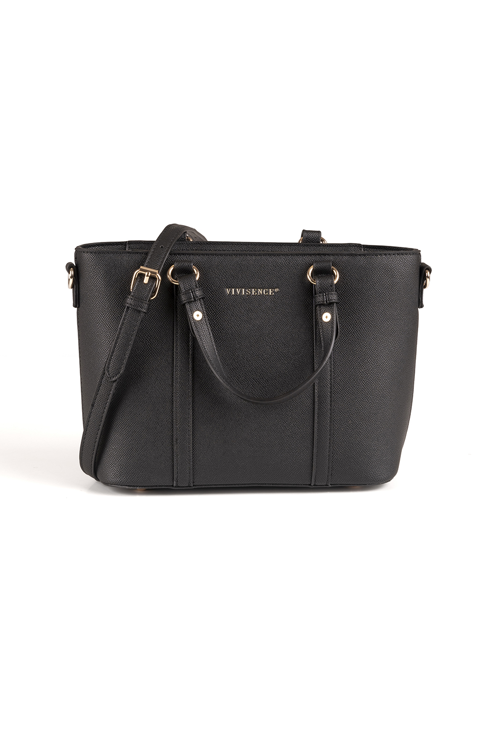 Vivisence Damen Schultertasche mit Reißverschluss Verstellbarer Riemen, Schwarz