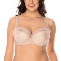 Vivisence Bügel BH Damen Halbgepolstert Mit Floraler Spitze Hebt Und Formt, beige