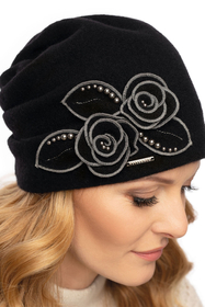 Vivisence Damen Mütze Winter Handgefertigte Herbst Elegante Wintermütze 7068, schwarz