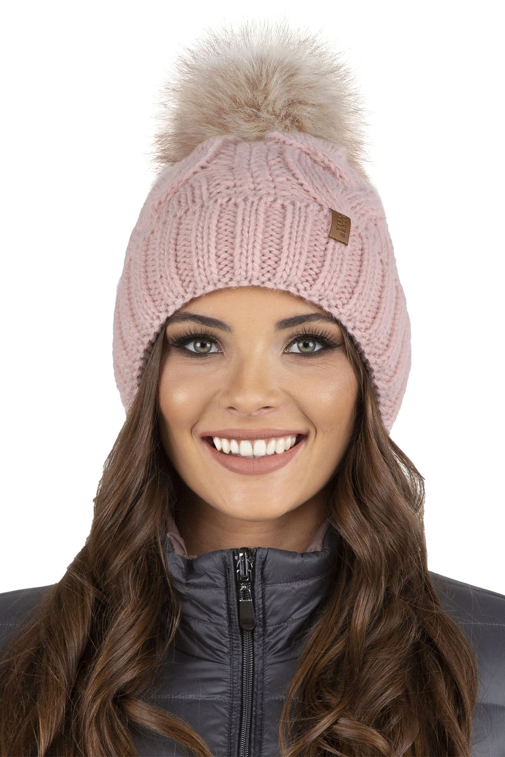 Vivisence Bonnet À Pompon Femme Chaud Et Doux Idéal Pour L’Hiver 7014, rose clair