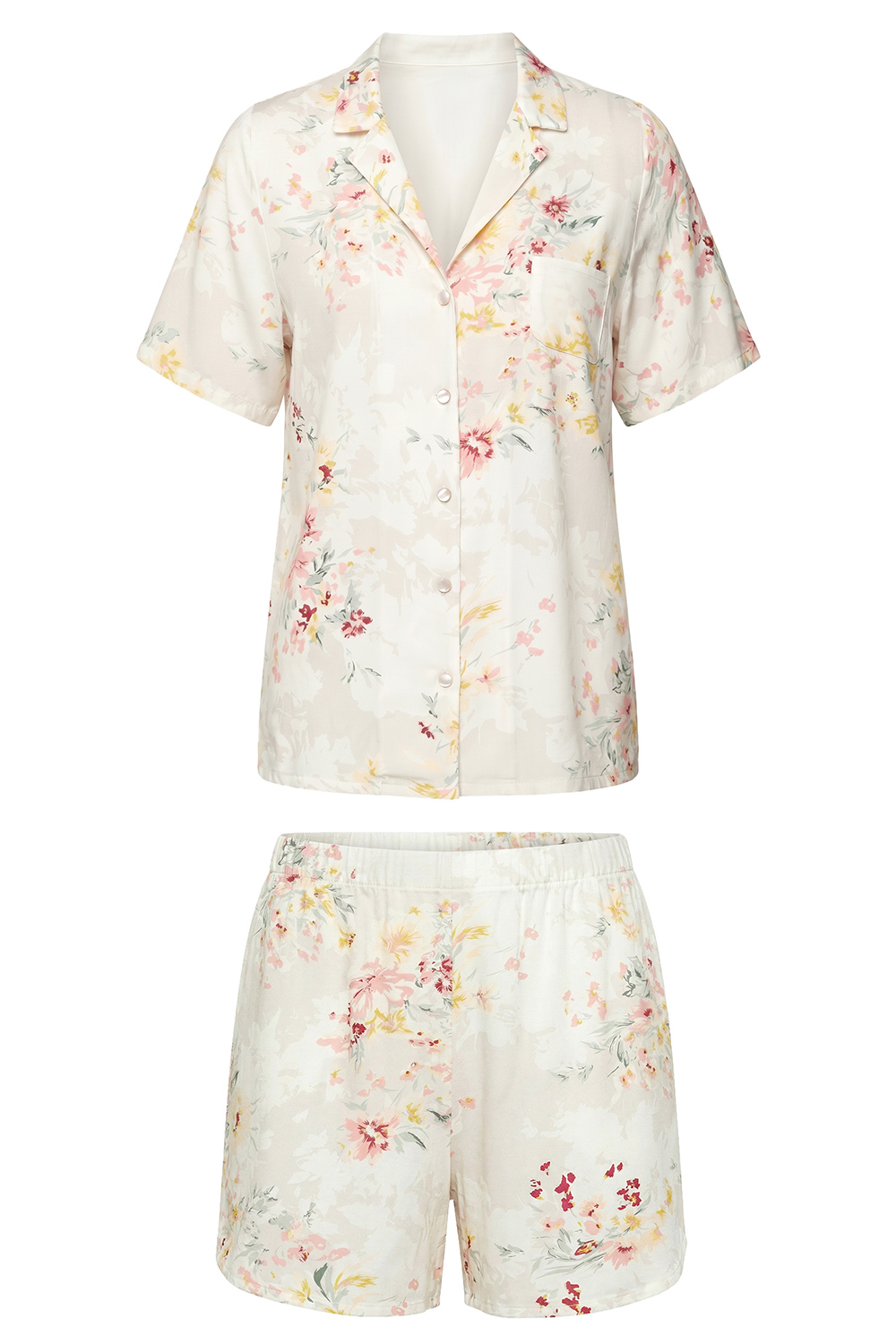 Vivisence Damen Schlafanzug Viskose Zweiteilig Mit Knopfleiste Leichtes und Atmungsaktives, ecru