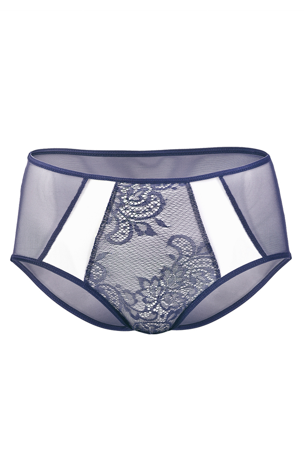 Vivisence Damen Slip Spitze Netz Details Vollschnitt Für Elegante Passform 1044W, dunkelblau