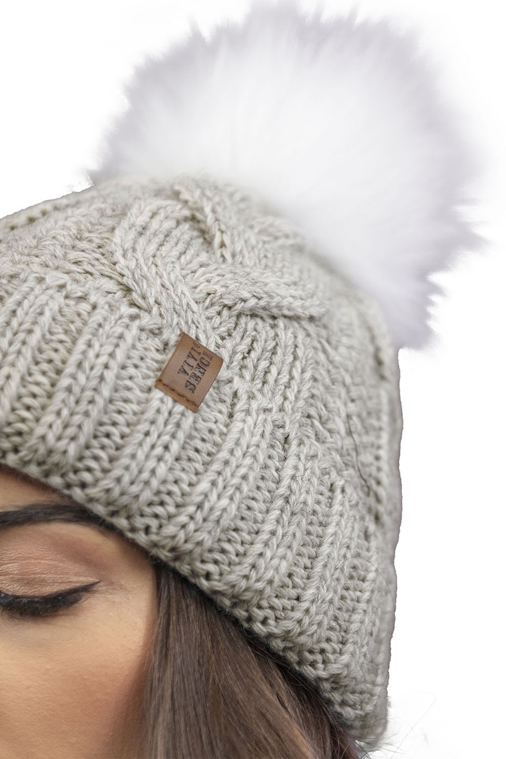 Vivisence Winter Hat With Pom Pom For Women Warm Ideal For Cold Days 7014, beige melange