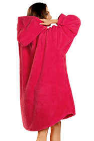 Vivisence Damen Deckenpullover Kapuze Langarm Warm Flauschig One Size 5028, himbeerrot