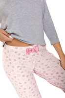 Vivisence Damen Schlafanzug Baumwolle Mit Dreiviertelarm Für Komfort, rosa