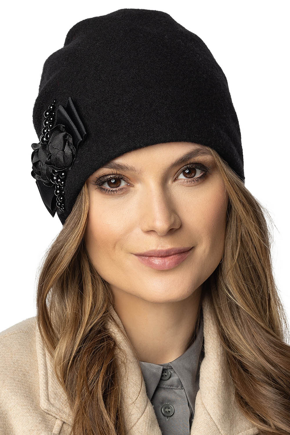 Vivisence Bonnet Femme Hiver En Laine Douillet Élégant Pour L’Automne 7080, noir