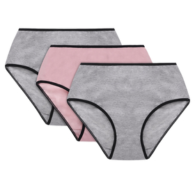 Vivisence Culotte Classique Slip pour Femme Lot de 3 Figi Silhouette Élégante 4016, bande noire : gris/rose/gris